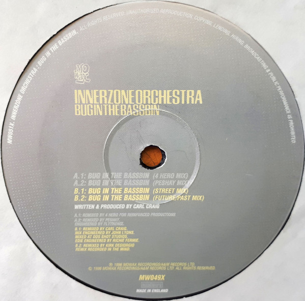 Innerzone Orchestra - Bug In The Bassbin, Electronic, Drum n Bass, Future Jazz, Techno, 1996 - Mo Wax, UK, Vinyl 1x 12", 33 ⅓
