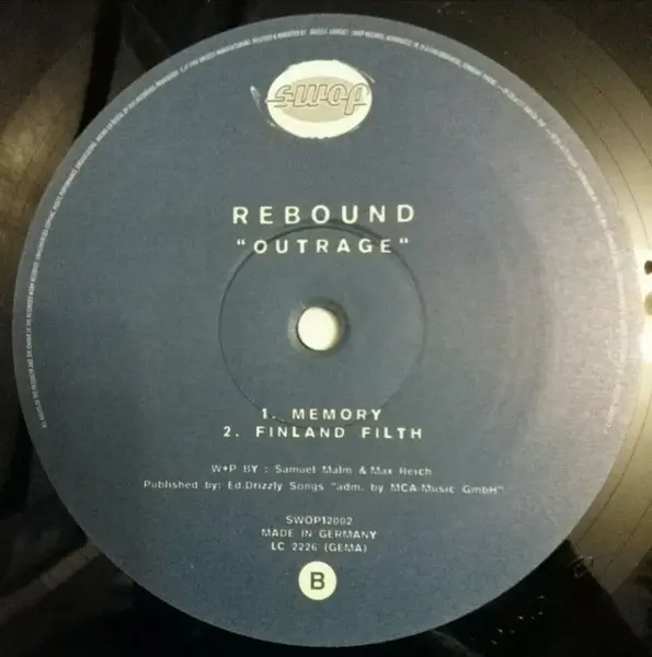 Rebound (3) - Outrage, Electronic, Techno, Tribal, 1997 - Swop Records, Germany, Vinyl 1x 12"