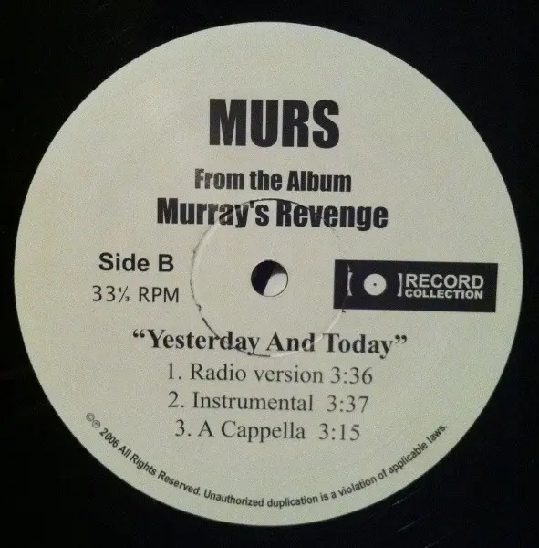 Murs - L.A. / Yesterday And Today, Hip Hop, 2006 - Record Collection, US, Vinyl 1x 12", 33 ⅓ RPM, Single