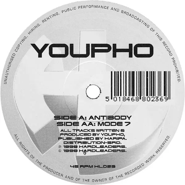 Youpho - Antibody / Mode 7, Electronic, Jungle, 1998 - Hardleaders, UK, Vinyl 1x 12", 45 RPM