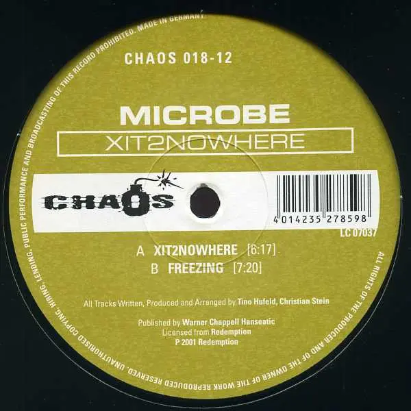 Microbe - Xit2Nowhere, Electronic, Hard Trance, 2001 - Chaos Records, Germany, Vinyl 1x 12", 45 RPM