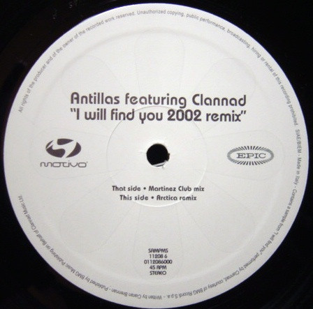 Album cover for I Will Find You 2002 Remix by Antillas Featuring Clannad