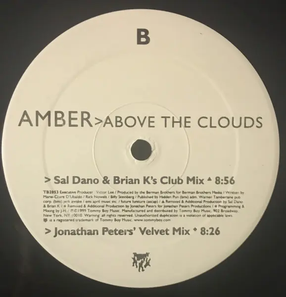 Amber - Above The Clouds, Electronic, Hard House, House, 1999 - Tommy Boy, US, Vinyl 1x 12", 33 ⅓ RPM, Single