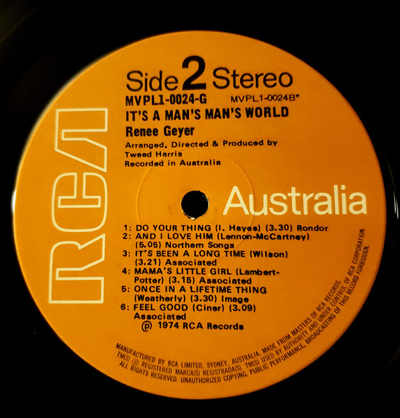 Renee Geyer - It's A Man's Man's World, Blues, Funk / Soul, Pop, Funk, Soul, Vocal, 1974 - RCA Australia, RCA Victor, Austral