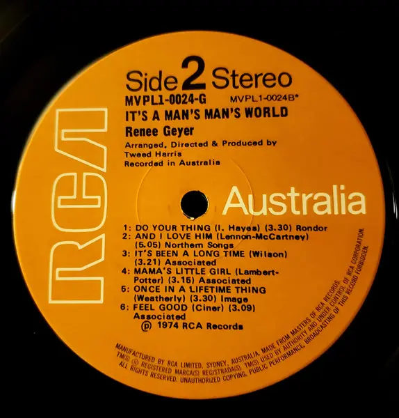 Renee Geyer - It's A Man's Man's World, Blues, Funk / Soul, Pop, Funk, Soul, Vocal, 1974 - RCA Australia, RCA Victor, Austral