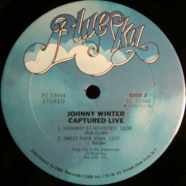 Johnny Winter - Captured Live!, Blues, Rock, Blues Rock, Electric Blues, 1976 - Blue Sky, US, Vinyl 1x LP, Album, Stereo