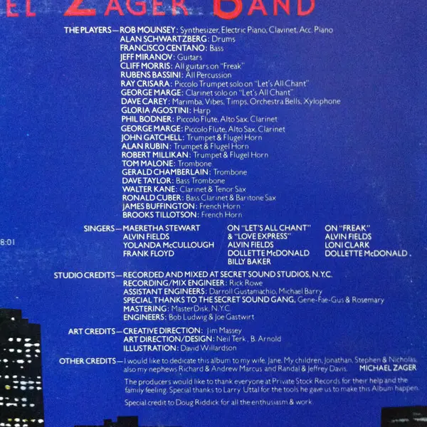 Michael Zager Band, The - Let's All Chant, Electronic, Disco, 1978 - Private Stock, Australia, Vinyl 1x LP, Album