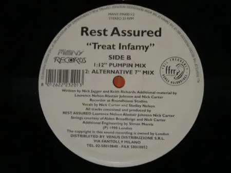 Rest Assured - Treat Infamy, Electronic, Breakbeat, Progressive House, 1998 - FFRR, Many Records, Italy, Vinyl 1x 12", 33 ⅓ R