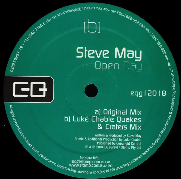 Steve May - Open Day, Electronic, Breaks, Progressive House, 2004 - EQ [Grey], Australia, Vinyl 1x 12", 33 ⅓ RPM