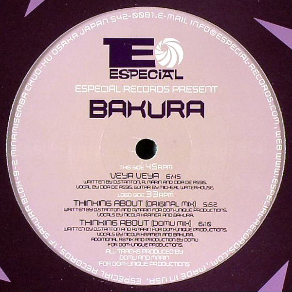 Bakura - Veya Veya / Thinking About, Electronic, Broken Beat, Future Jazz, Jazzdance, 2003 - Especial Records, Japan, Vinyl 1