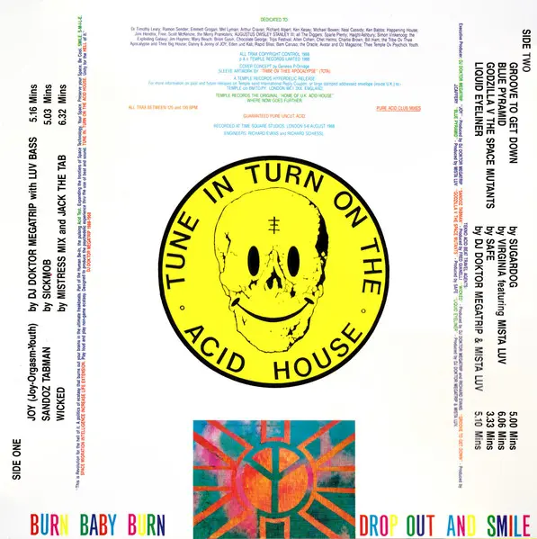 Various - Tekno Acid Beat, Electronic, Acid House, 1988 - Temple Records, UK, Vinyl 1x LP, Compilation