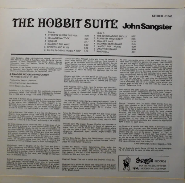 Album cover for The Hobbit Suite by John Sangster