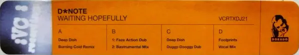 D*Note - Waiting Hopefully, Electronic, Deep House, House, 1997 - VC Recordings, UK, Vinyl 2x 12", 33 ⅓ RPM, Promo