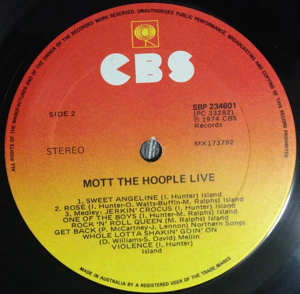 Album cover for Mott The Hoople Live by Mott The Hoople
