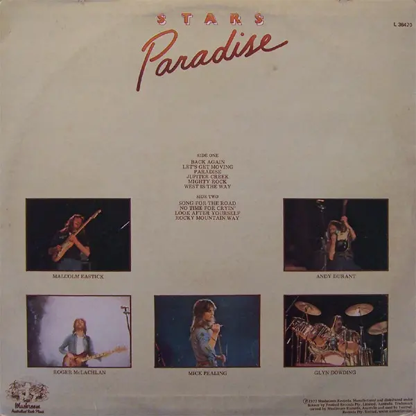 Stars (6) - Paradise, Rock, Country Rock, 1978 - Mushroom, Australia, Vinyl 1x LP, Album