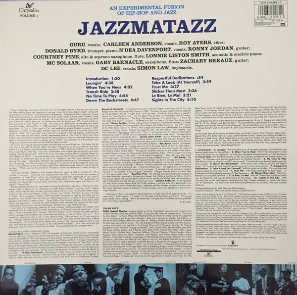 Guru - Jazzmatazz (Volume 1), Hip Hop, Jazz, Acid Jazz, Downtempo, 1993 - Chrysalis, Cooltempo, UK & Europe, Vinyl 1x LP, Alb