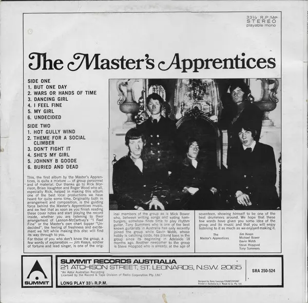 Master's Apprentices, The - The Master's Apprentices, Rock, Garage Rock, Mod, Psychedelic Rock, Rhythm & Blues, 1971 - Summit
