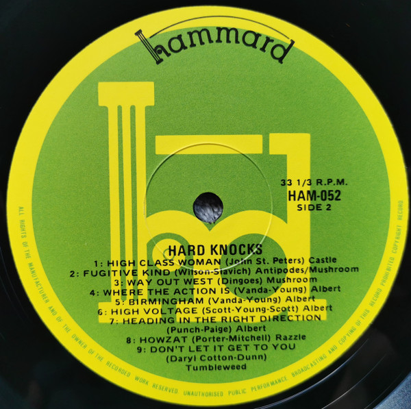 Various - Hard Knocks, Rock, Blues Rock, Hard Rock, New Wave, Pop Rock, Power Pop, 1980 - Hammard, Australia, Vinyl 1x LP, Co