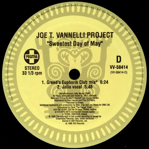 Album cover for Sweetest Day Of May by Joe T. Vannelli Project