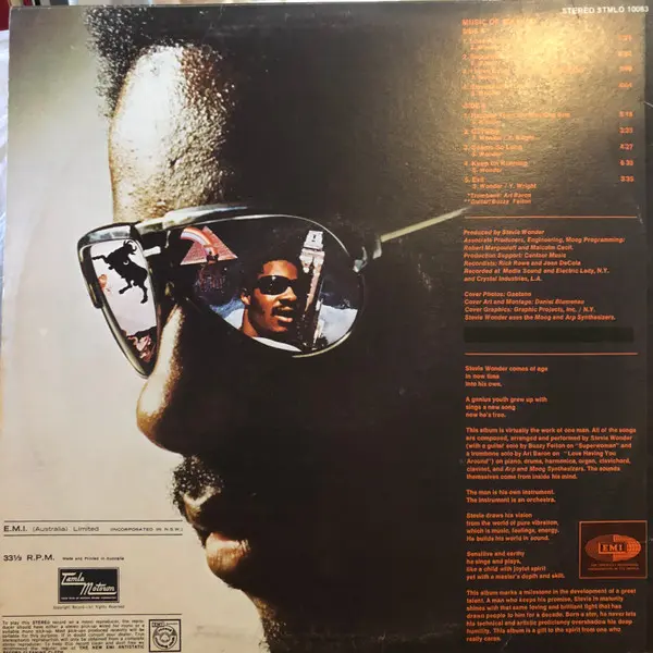 Stevie Wonder - Music Of My Mind, Funk / Soul, Funk, Soul, 1972 - Tamla Motown, Australia, Vinyl 1x LP, Album