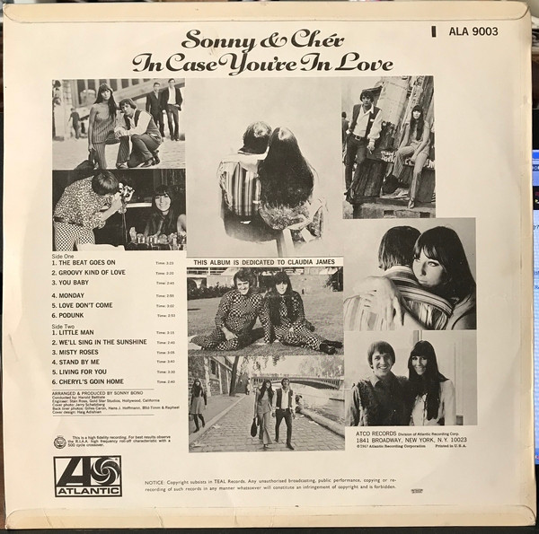 Sonny & Cher - In Case You're In Love - 1967 -Ballad, Pop Rock, Soft Rock, Vocal -Atlantic -Vinyl 1x LP, Album, Mono