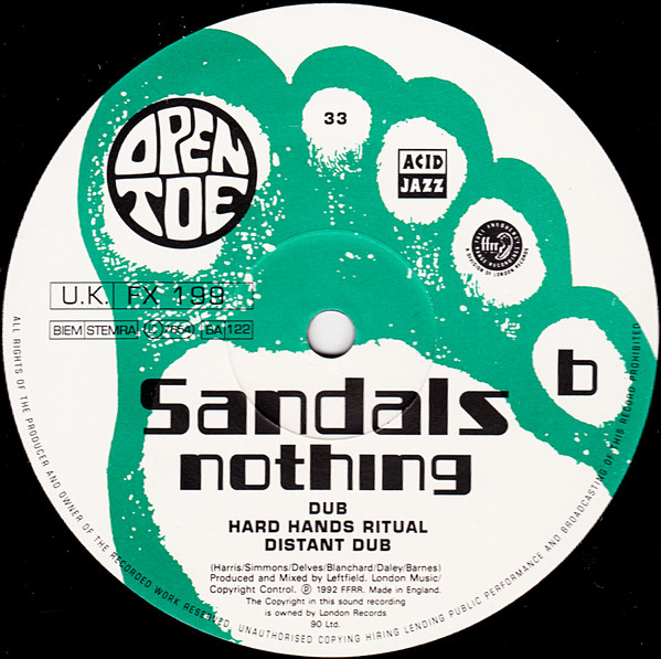 Sandals - Nothing, Electronic, Acid Jazz, Downtempo, House, 1992 - Acid Jazz, FFRR, Open Toe Records, UK & Europe, Vinyl 1x 1
