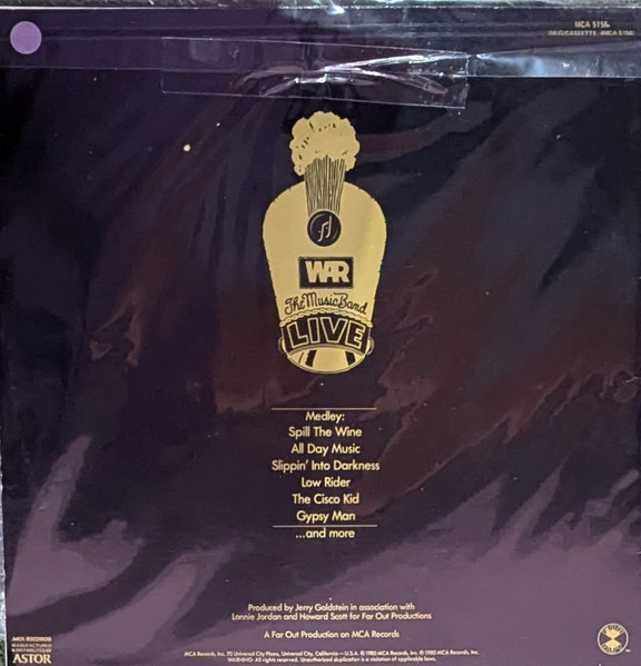 War - The Music Band Live, Funk / Soul, Jazz, Funk, Jazz-Funk, 1980 - MCA Records, Australia, Vinyl 1x LP