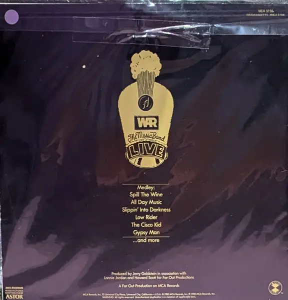 War - The Music Band Live, Funk / Soul, Jazz, Funk, Jazz-Funk, 1980 - MCA Records, Australia, Vinyl 1x LP