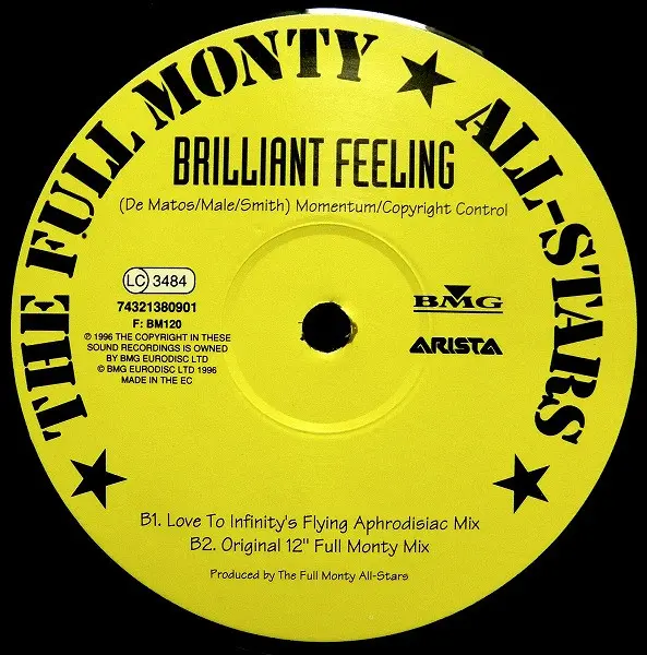 Full Monty All-Stars, The Featuring TJ Davis - Brilliant Feeling, Electronic, Garage House, House, 1996 - Arista, BMG, UK, Vi