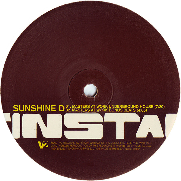 Tin Star - Sunshine, Electronic, Deep House, Progressive House, 2001 - V2, US, Vinyl 2x 12"