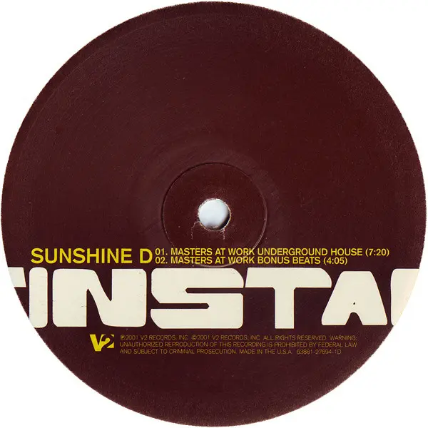 Tin Star - Sunshine, Electronic, Deep House, Progressive House, 2001 - V2, US, Vinyl 2x 12"