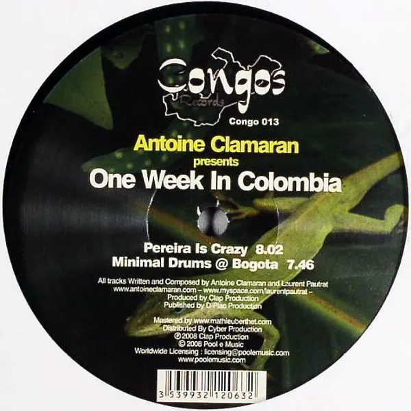 Antoine Clamaran - One Week In Colombia, Electronic, House, Tribal House, 2008 - Congos Records, France, Vinyl 1x 12"