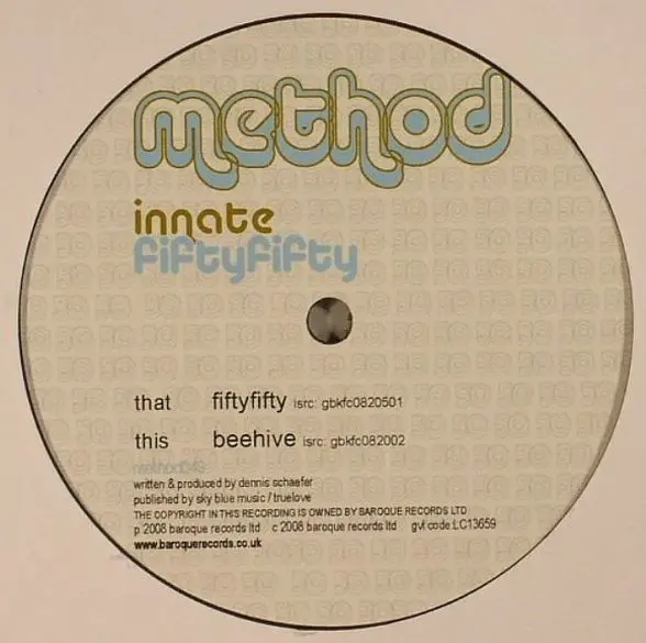Innate - Fiftyfifty, Electronic, Progressive House, 2008 - Method Records (2), UK, Vinyl 1x 12"