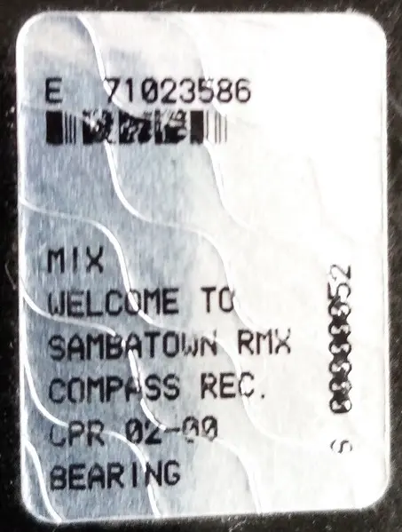 Tonga - Welcome To Sambatown, Electronic, House, 2000 - Compass Recordings, Italy, Vinyl 1x 12", 45 RPM, Single Sided, Limite