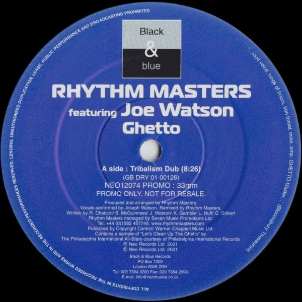 Album cover for Ghetto by Rhythm Masters Featuring Joe Watson