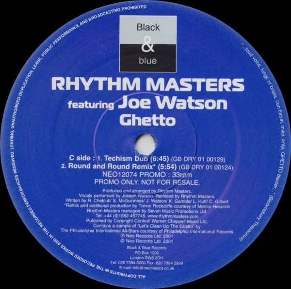 Album cover for Ghetto by Rhythm Masters Featuring Joe Watson