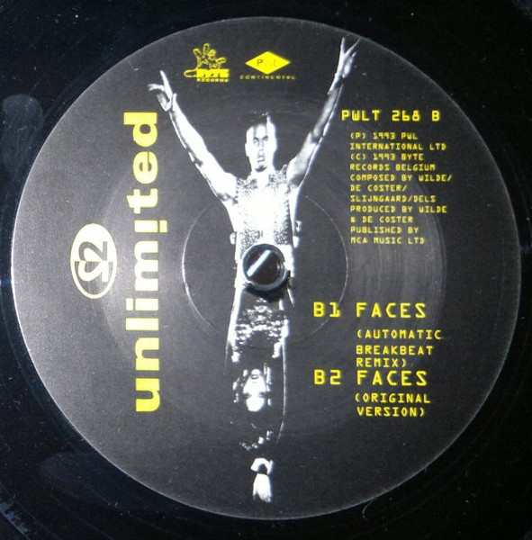 2 Unlimited - Faces, Electronic, Euro House, Techno, 1993 - PWL International, UK, Vinyl 1x 12" Poster sleeve