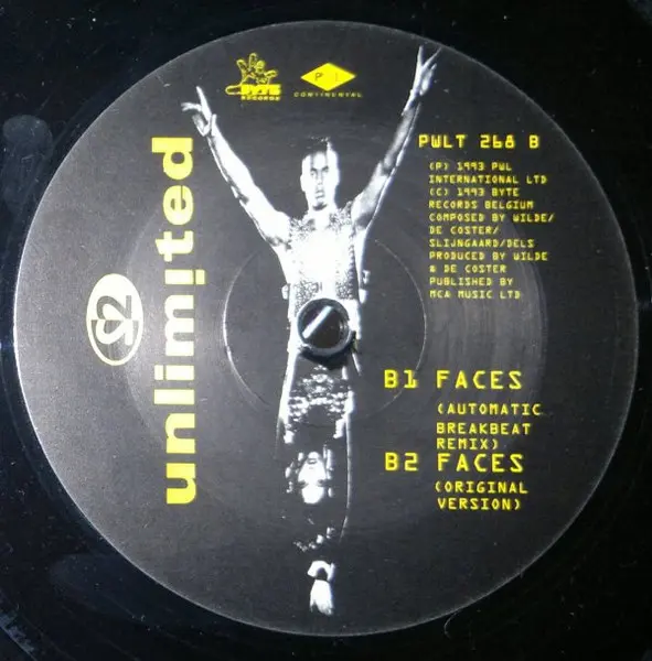2 Unlimited - Faces, Electronic, Euro House, Techno, 1993 - PWL International, UK, Vinyl 1x 12" Poster sleeve