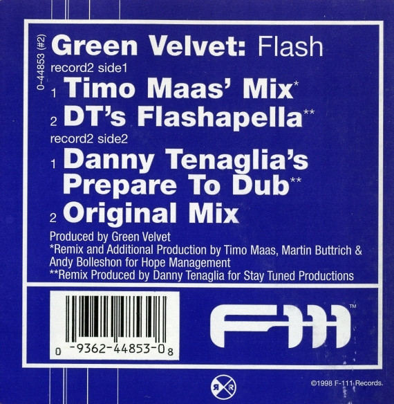 Green Velvet - Flash (Remixes), Electronic, House, Progressive House, Techno, Tribal House, 2000 - F-111 Records, US, Vinyl 2