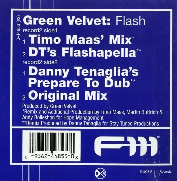 Green Velvet - Flash (Remixes), Electronic, House, Progressive House, Techno, Tribal House, 2000 - F-111 Records, US, Vinyl 2