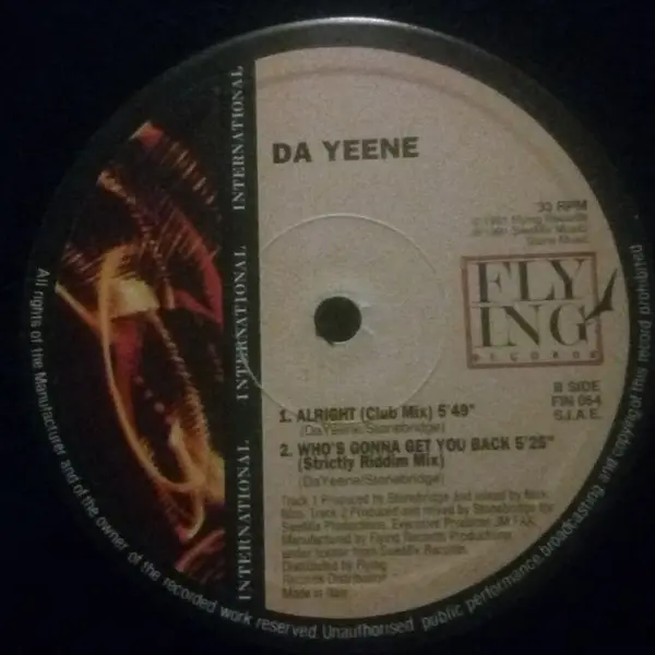 DaYeene - Alright, Electronic, House, Italo House, 1991 - Flying International, Italy, Vinyl 1x 12", 33 ⅓ RPM