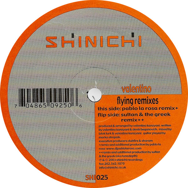 Valentino Kanzyani - Flying (Remixes), Electronic, House, Progressive House, 2003 - Shinichi, US, Vinyl 2x 12", 33 ⅓ RPM