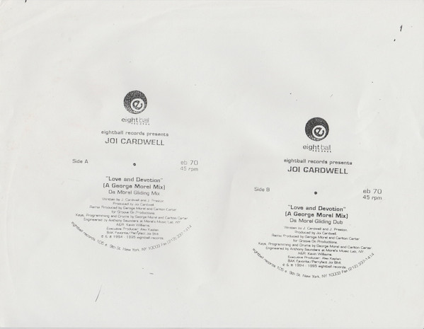 Joi Cardwell - Love And Devotion, Electronic, Garage House, 1994 - Eightball Records, US, Vinyl 1x 12", 33 ⅓ RPM, Test Pressi