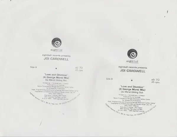 Joi Cardwell - Love And Devotion, Electronic, Garage House, 1994 - Eightball Records, US, Vinyl 1x 12", 33 ⅓ RPM, Test Pressi
