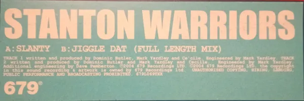 Album cover for Slanty / Jiggle Dat by Stanton Warriors