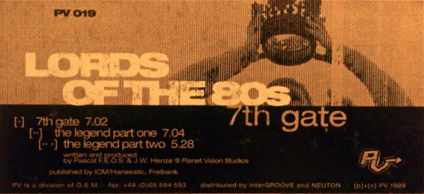 Lords Of The 80s - 7th Gate, Electronic, Techno, 1999 - PV, Germany, Vinyl 1x 12"
