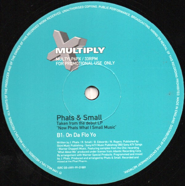 Phats & Small - Music For Pushchairs / On Da Flo Yo, Electronic, House, 1999 - Multiply Records, UK, Vinyl 1x 12", Promo, Sam