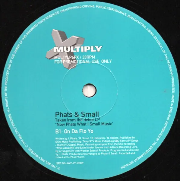Phats & Small - Music For Pushchairs / On Da Flo Yo, Electronic, House, 1999 - Multiply Records, UK, Vinyl 1x 12", Promo, Sam
