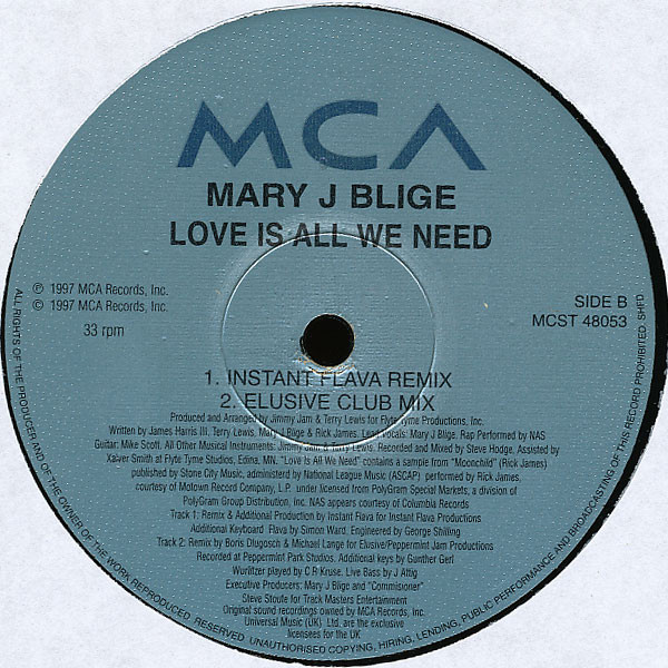 Mary J. Blige - Love Is All We Need, Electronic, Funk / Soul, Hip Hop, Contemporary R&B, Garage House, 1997 - MCA Records, UK