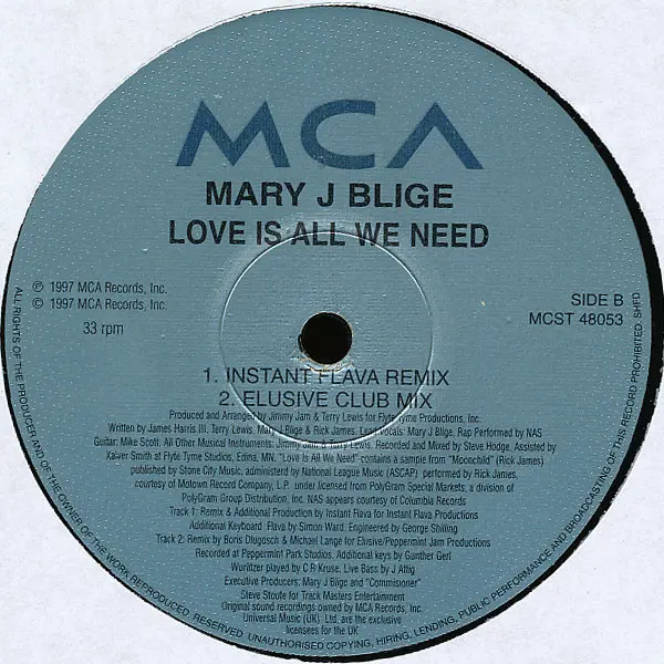 Mary J. Blige - Love Is All We Need, Electronic, Funk / Soul, Hip Hop, Contemporary R&B, Garage House, 1997 - MCA Records, UK